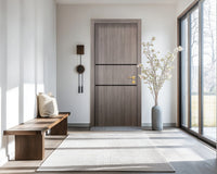 Arctic Ash Interior Double Door Slabs - Elevar 2N Inlay Design in Glossy Black epoxy, detail view
