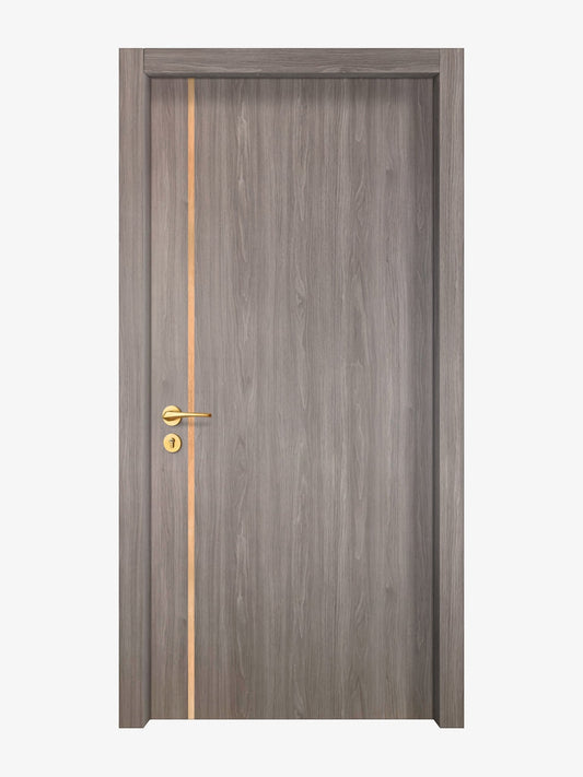 Arctic Ash Interior Door Slab - Aliyah 1L Inlay Design in Brushed Rose Gold epoxy