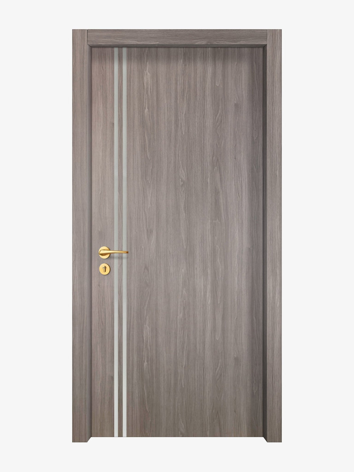 Arctic Ash Interior Door Slab - Aliyah 2L Inlay Design in Satin Silver epoxy