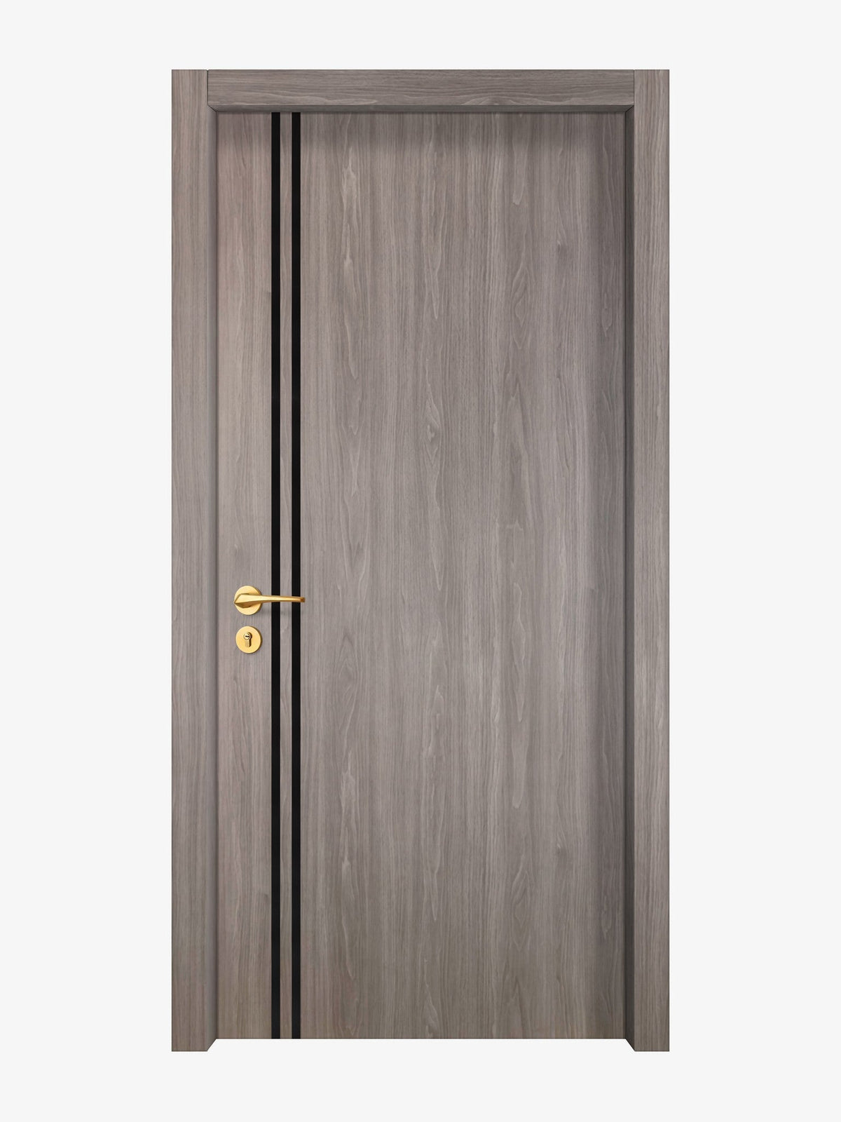 Arctic Ash Interior Door Slab - Aliyah 2L Inlay Design in Glossy Black epoxy