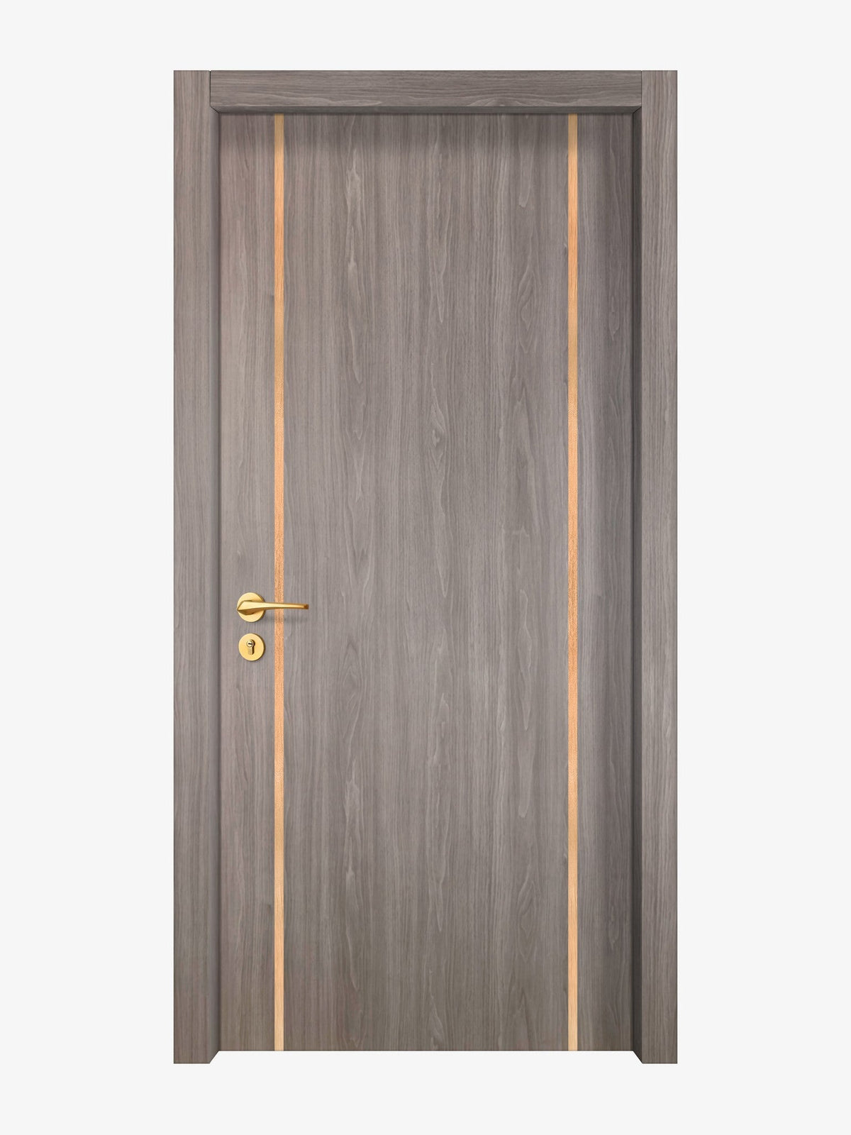 Arctic Ash Interior Double Door Slabs - Aliyah 2 Inlay Design in Brushed Rose Gold epoxy