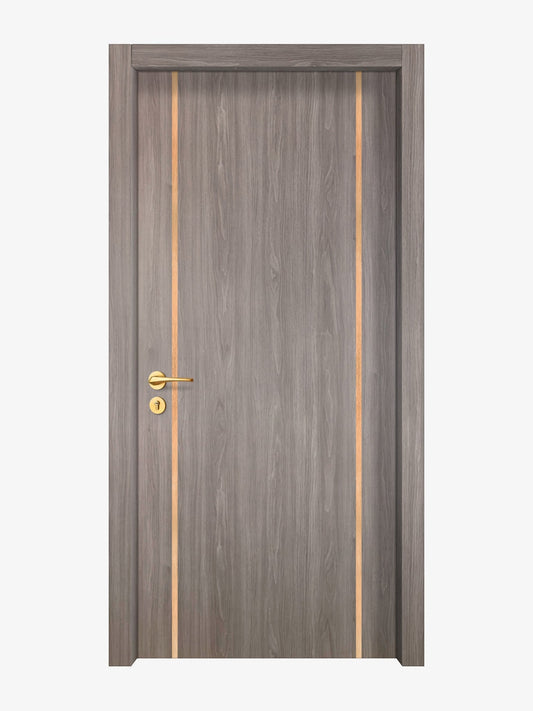 Arctic Ash Interior Double Door Slabs - Aliyah 2 Inlay Design in Brushed Rose Gold epoxy