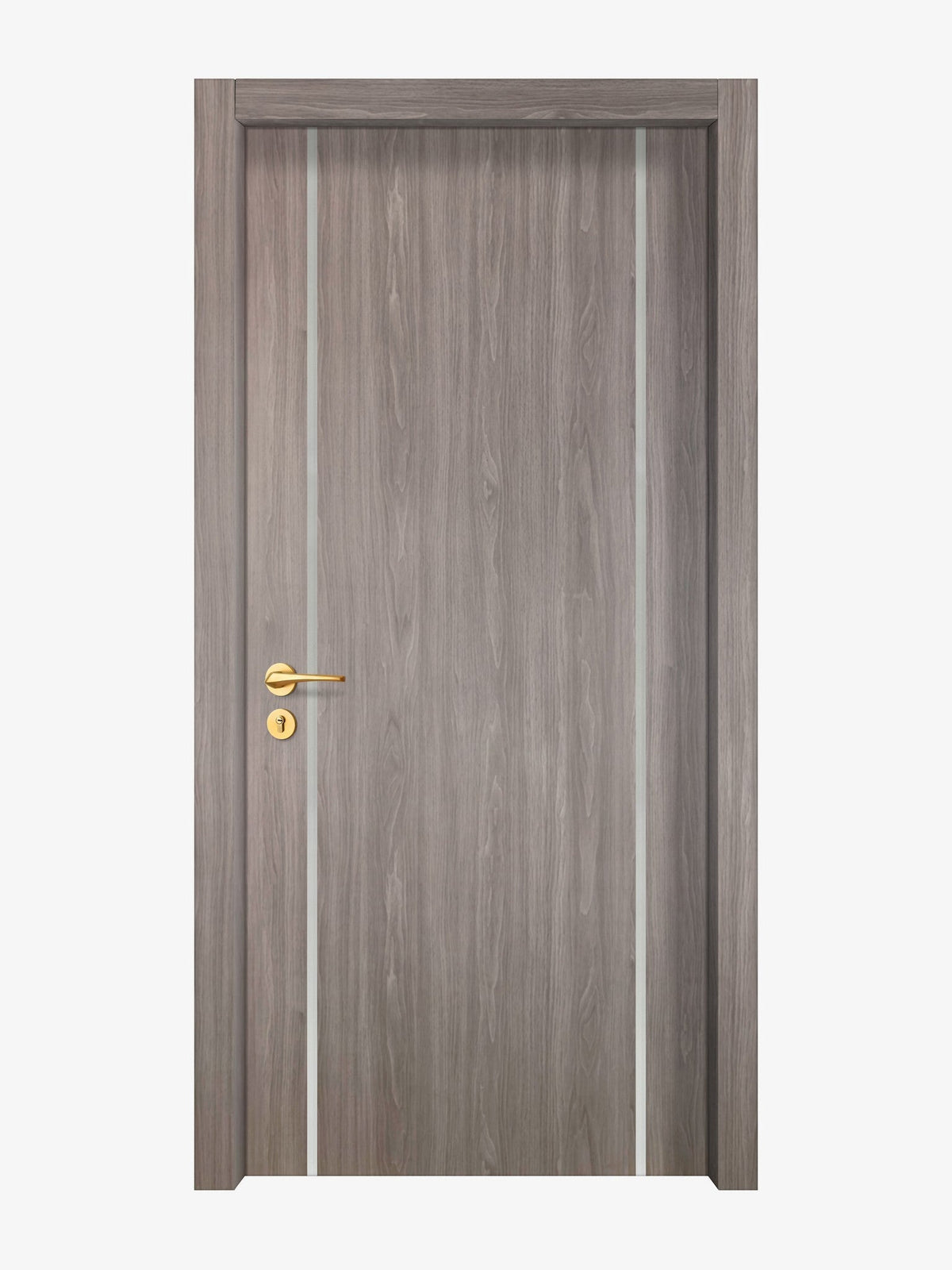 Arctic Ash Interior Door Slab - Aliyah 2 Inlay Design in Satin Silver epoxy