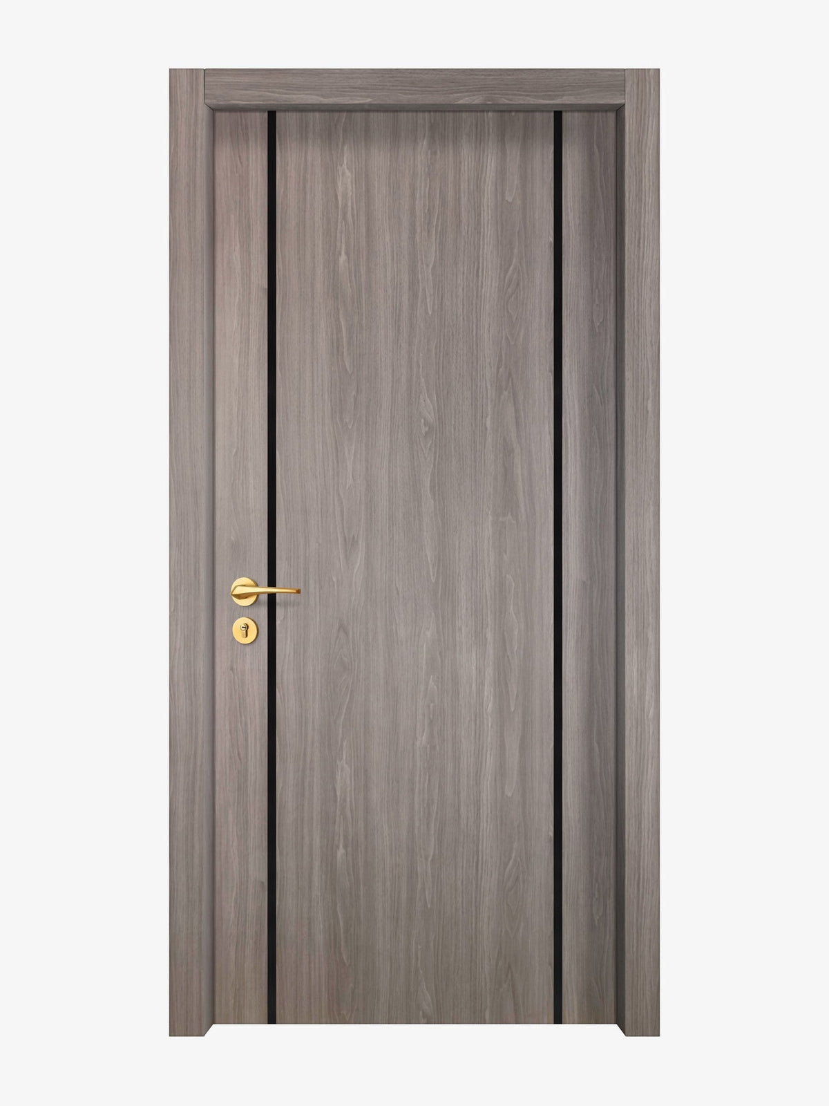 Arctic Ash Interior Double Door Slabs - Aliyah 2 Inlay Design in Glossy Black epoxy
