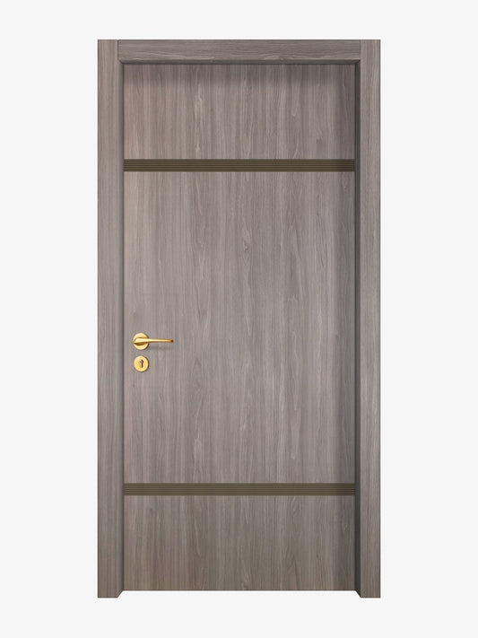 Arctic Ash Interior Door Slab - Elevar 2W Inlay Design in Bronze epoxy