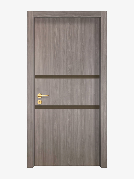 Arctic Ash Interior Door Slab - Elevar 2N Inlay Design in Bronze epoxy