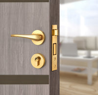 Arctic Ash Interior Door Slab - Elevar 2N Inlay Design in Bronze epoxy, angled view