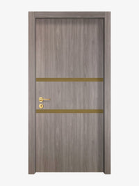 Arctic Ash Interior Door Slab - Elevar 2N Inlay Design in Gold epoxy