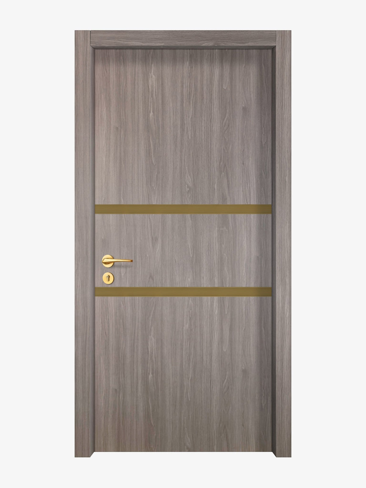 Arctic Ash Interior Double Door Slabs - Elevar 2N Inlay Design in Gold epoxy