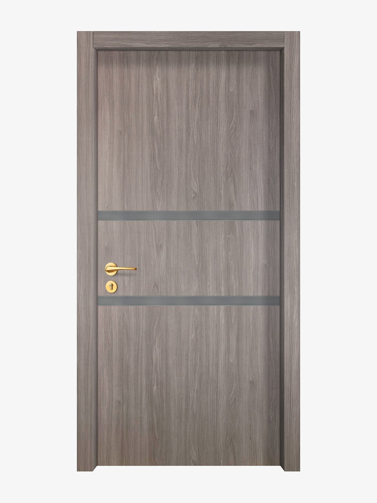 Arctic Ash Interior Door Slab - Elevar 2N Inlay Design in Gray epoxy
