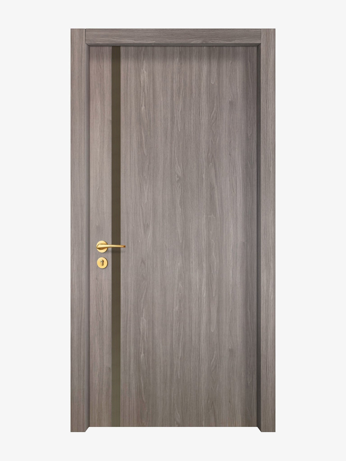 Arctic Ash Interior Door Slab - Aliyah 1L Inlay Design in Bronze epoxy