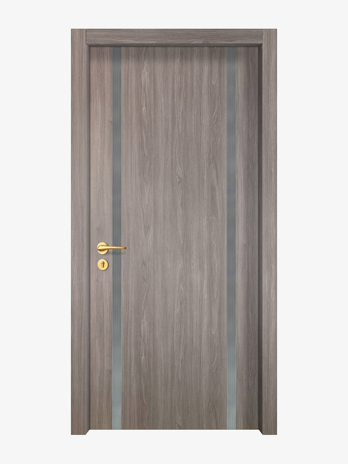 Arctic Ash Interior Double Door Slabs - Aliyah 2 Inlay Design in Gray epoxy