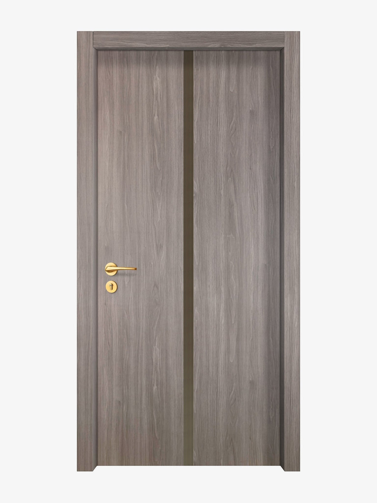 Arctic Ash Interior Double Door Slabs - Aliyah 1C Inlay Design in Bronze epoxy