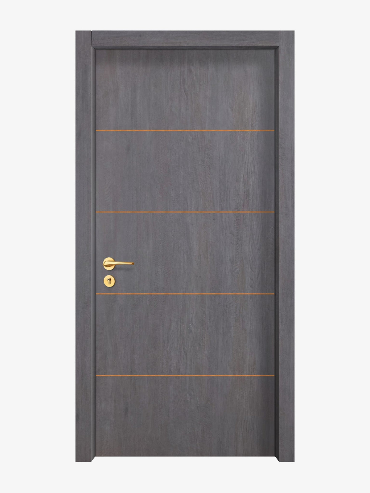 Charcoal Oak Interior Door Slab - Elevar 4 Concave Design in Copper Pearl epoxy