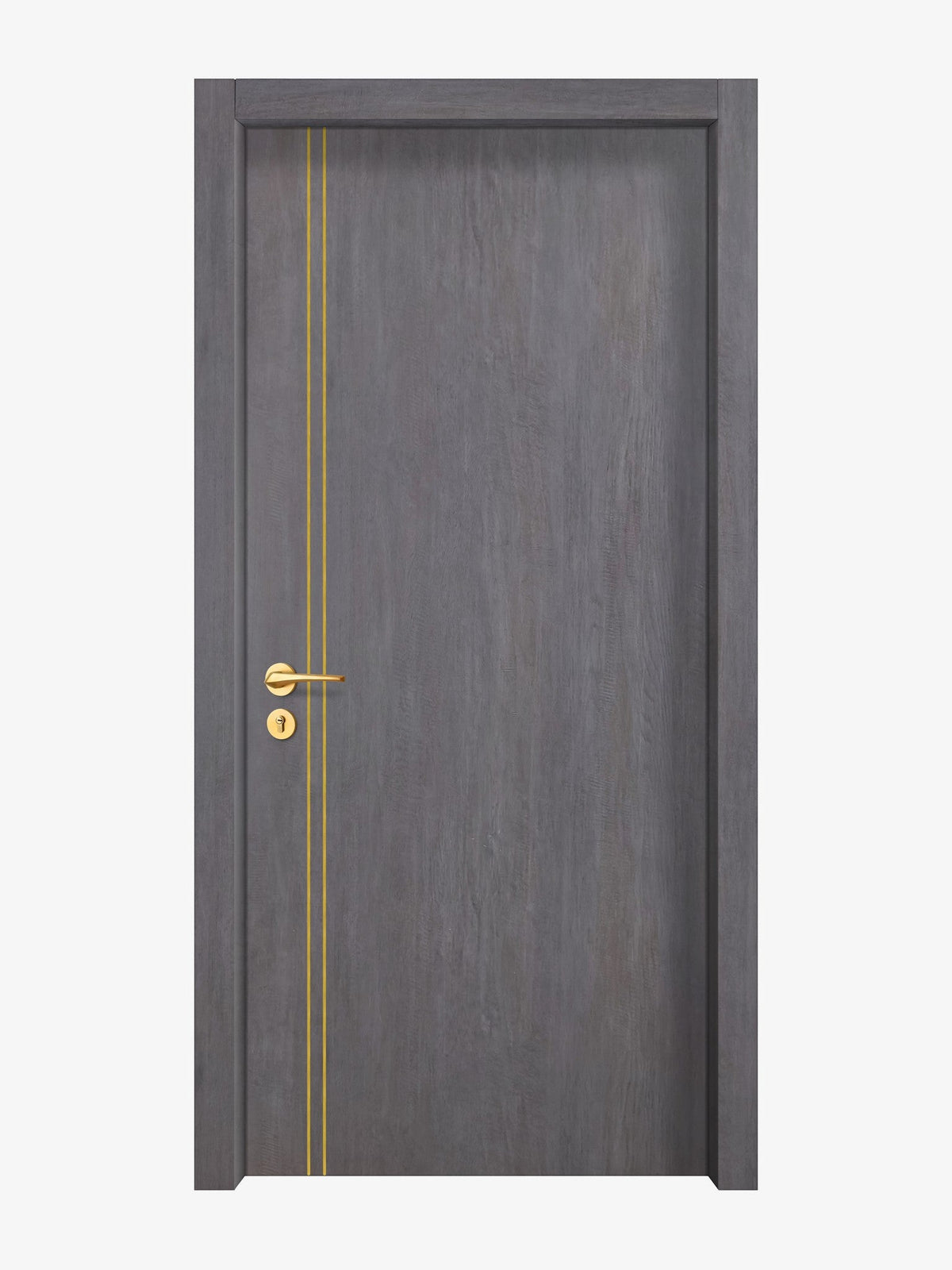 Charcoal Oak Interior Door Slab - Aliyah 2L Concave Design in Solar Gold epoxy