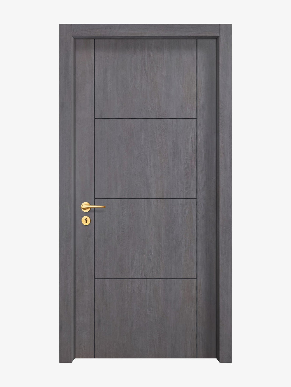 Charcoal Oak Interior Door Slab - Scala 3 Concave Design in Black Pearl epoxy