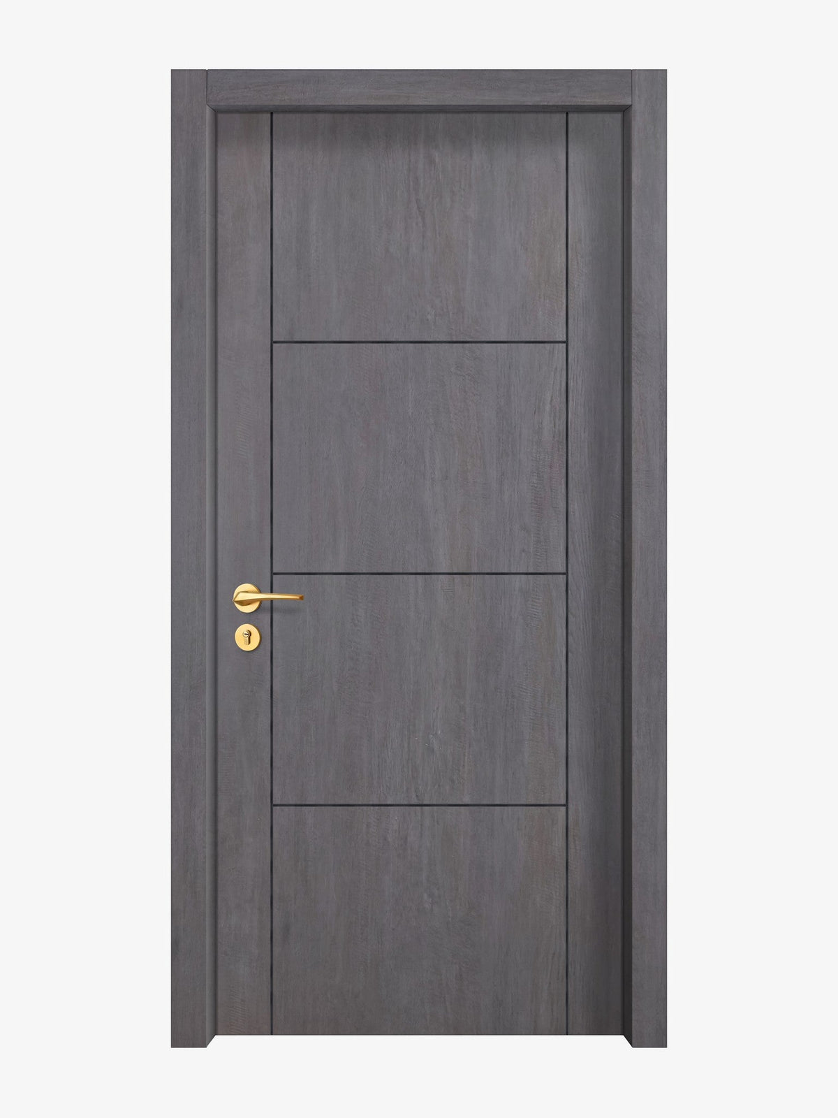 Charcoal Oak Interior Door Slab - Scala 3 Concave Design in Black Pearl epoxy