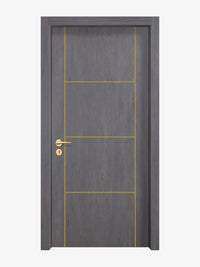 Charcoal Oak Interior Door Slab - Scala 3 Concave Design in Solar Gold epoxy