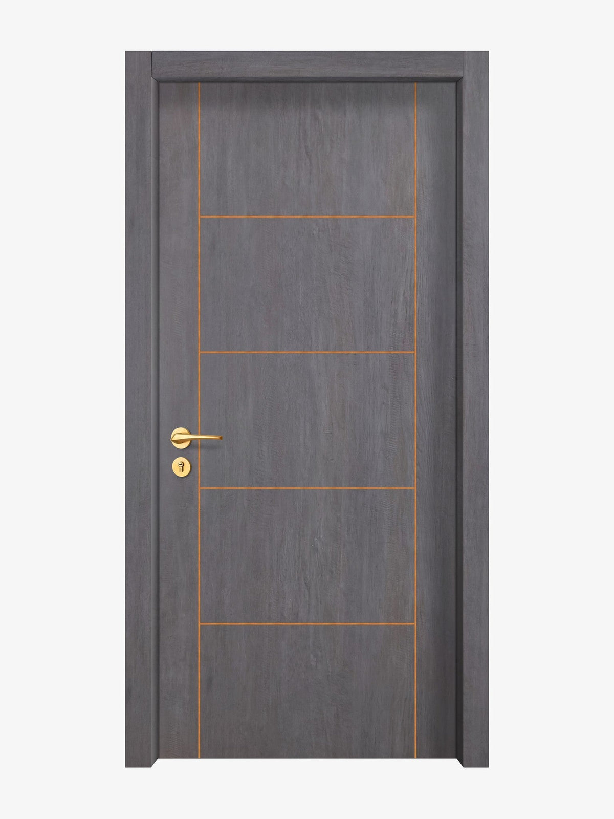 Charcoal Oak Interior Door Slab - Scala 4 Concave Design in Copper Pearl epoxy