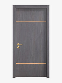 Charcoal Oak Interior Door Slab - Elevar 2W Inlay Design in Brushed Rose Gold epoxy