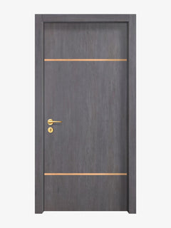 Charcoal Oak Interior Door Slab - Elevar 2W Inlay Design (I2001)