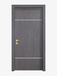 Charcoal Oak Interior Door Slab - Elevar 2W Inlay Design in Satin Silver epoxy