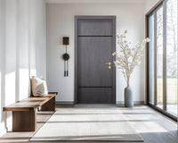 Charcoal Oak Interior Double Door Slabs - Elevar 2W Inlay Design in Glossy Black epoxy, detail view