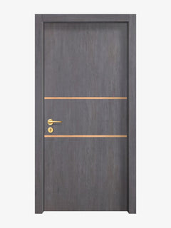 Charcoal Oak Interior Double Door Slabs - Elevar 2N Inlay Design (I2002)