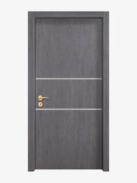 Charcoal Oak Interior Double Door Slabs - Elevar 2N Inlay Design in Satin Silver epoxy