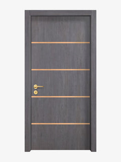 Charcoal Oak Interior Door Slab - Elevar 4 Inlay Design