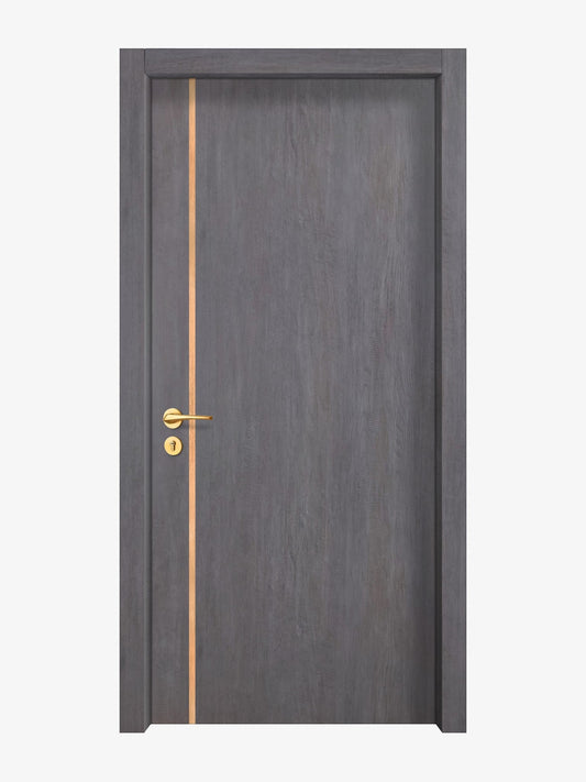 Charcoal Oak Interior Double Door Slabs - Aliyah 1L Inlay Design in Brushed Rose Gold epoxy