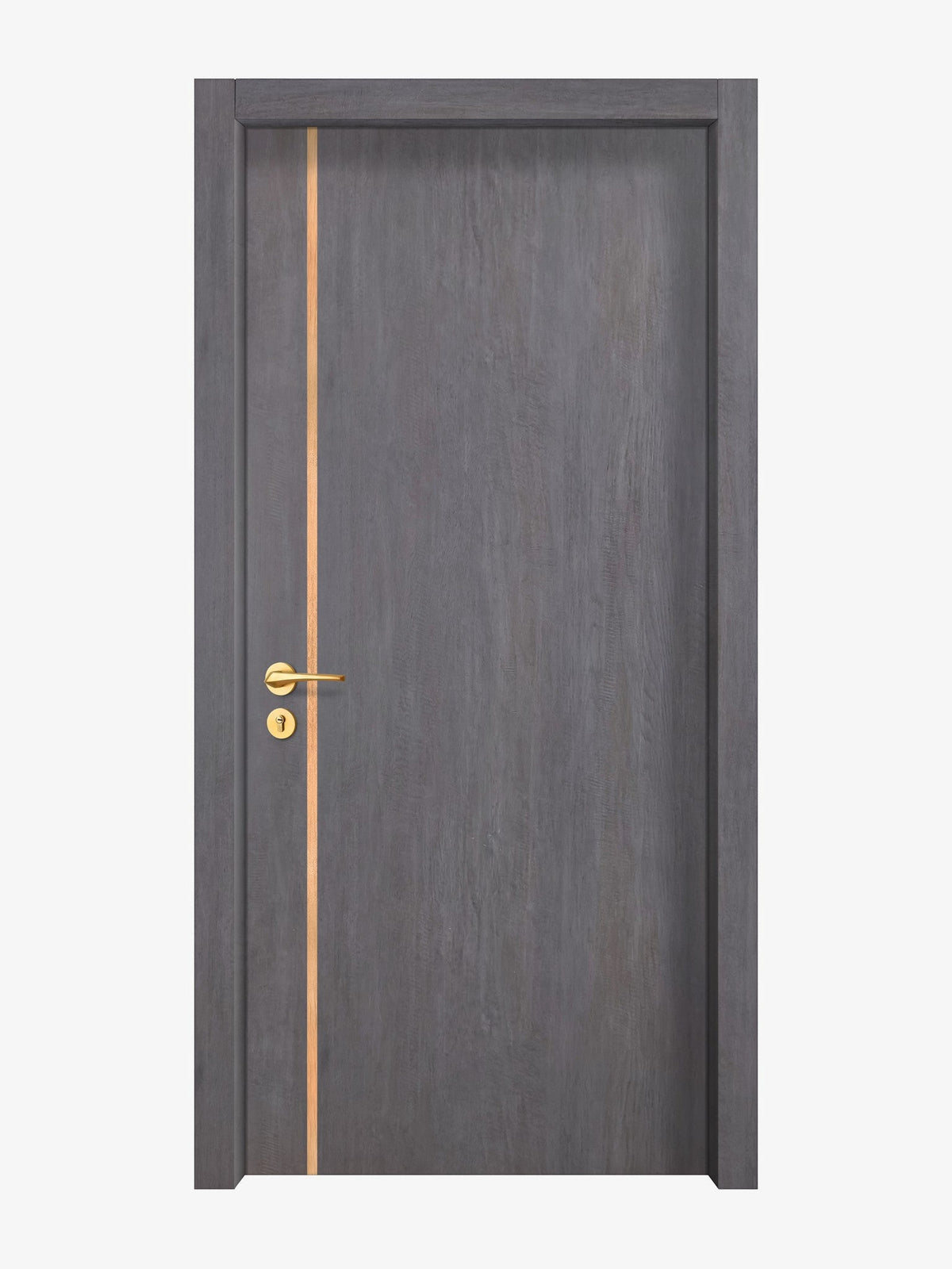Charcoal Oak Interior Door Slab - Aliyah 1L Inlay Design in Brushed Rose Gold epoxy
