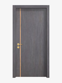 Charcoal Oak Interior Door Slab - Aliyah 1L Inlay Design in Brushed Rose Gold epoxy