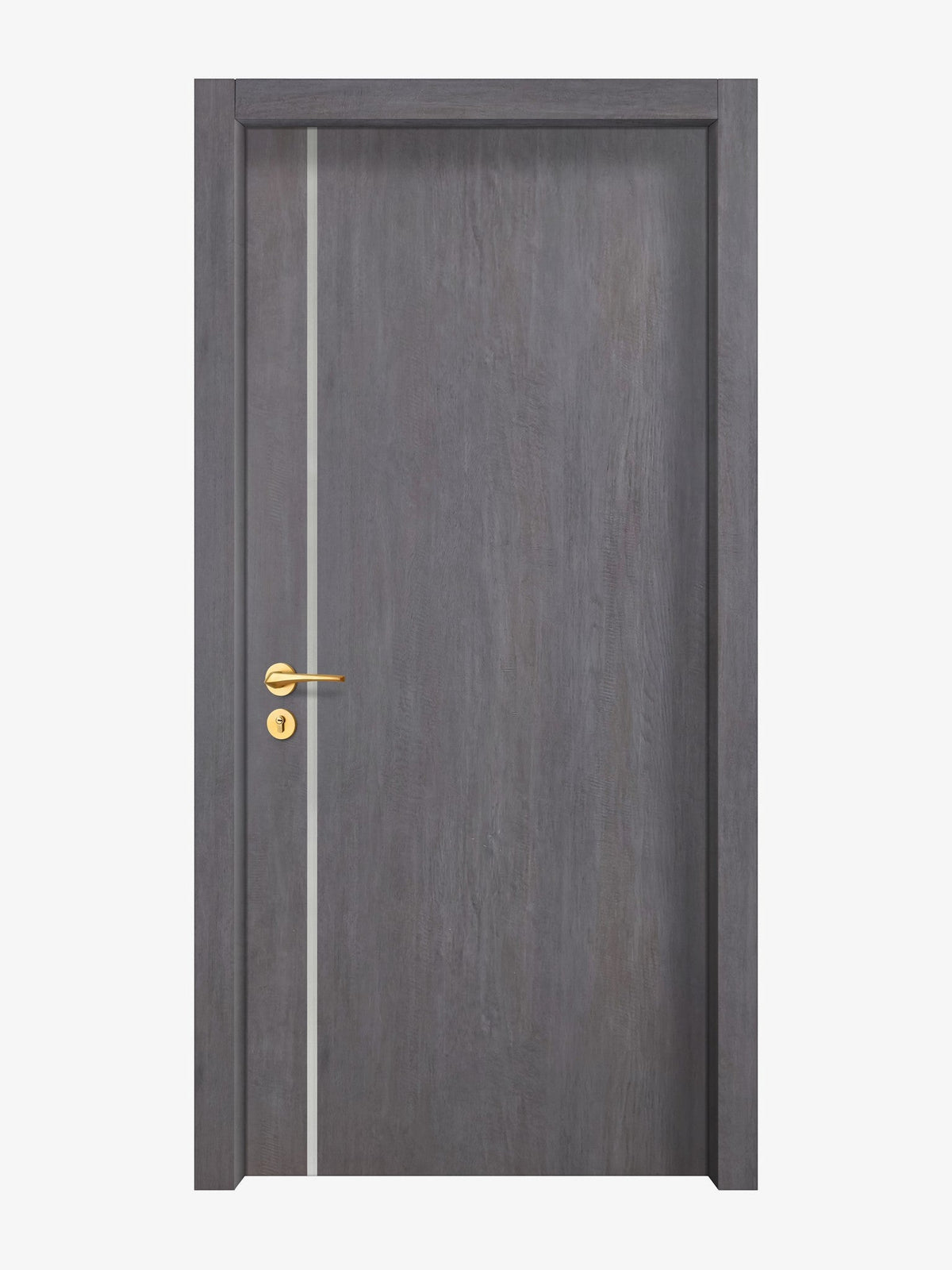 Charcoal Oak Interior Double Door Slabs - Aliyah 1L Inlay Design in Satin Silver epoxy