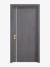 Charcoal Oak Interior Door Slab - Aliyah 1L Inlay Design in Satin Silver epoxy