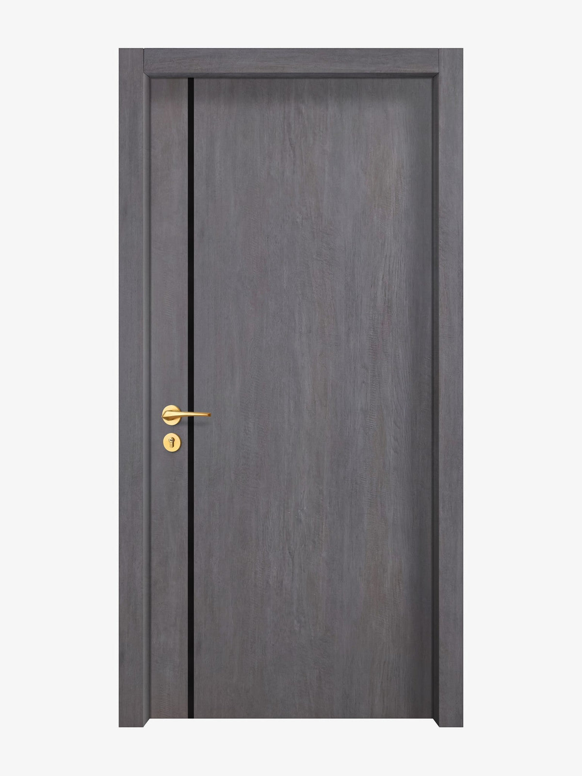 Charcoal Oak Interior Door Slab - Aliyah 1L Inlay Design in Glossy Black epoxy