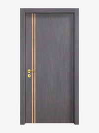 Charcoal Oak Interior Double Door Slabs - Aliyah 2L Inlay Design in Brushed Rose Gold epoxy