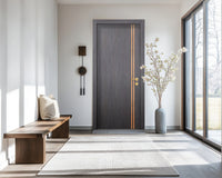Charcoal Oak Interior Door Slab - Aliyah 2L Inlay Design in Brushed Rose Gold epoxy, detail view
