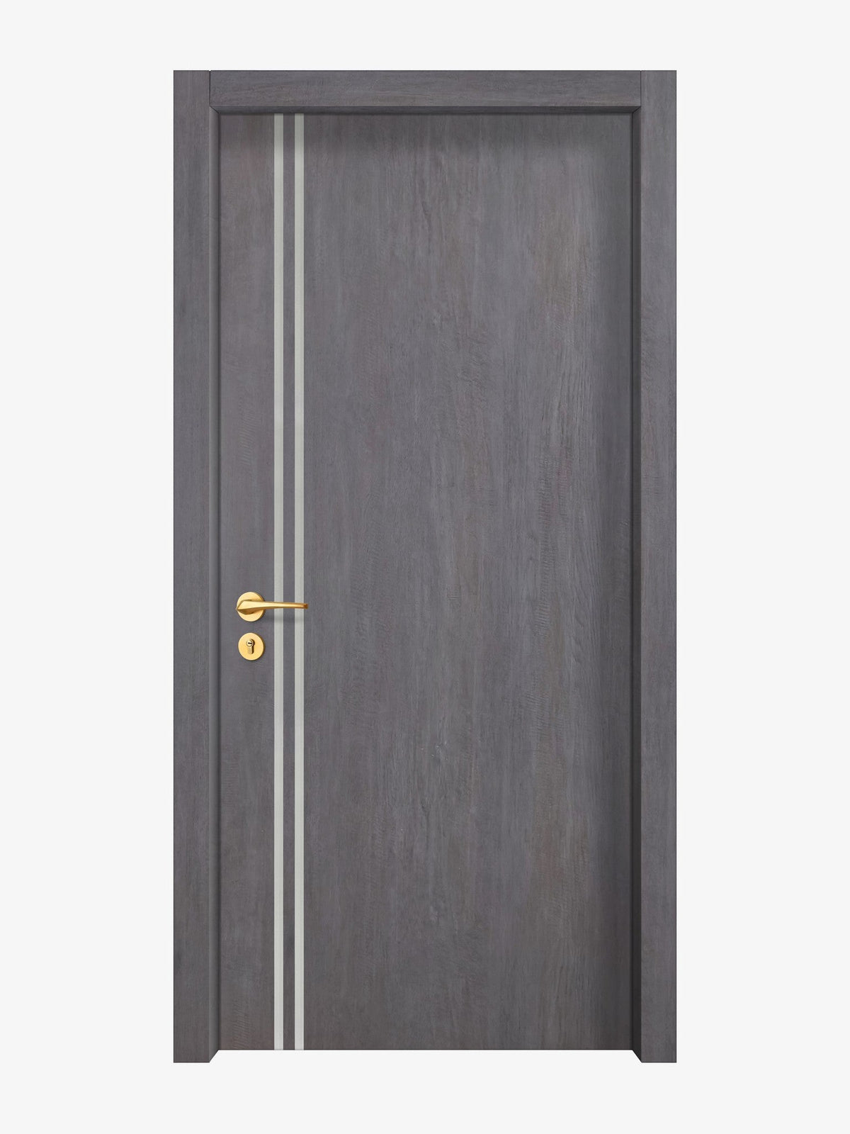 Charcoal Oak Interior Door Slab - Aliyah 2L Inlay Design in Satin Silver epoxy