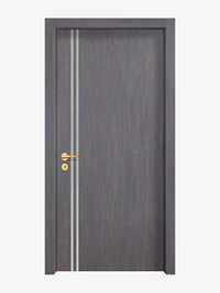 Charcoal Oak Interior Door Slab - Aliyah 2L Inlay Design in Satin Silver epoxy
