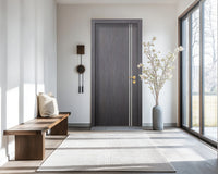 Charcoal Oak Interior Door Slab - Aliyah 2L Inlay Design in Satin Silver epoxy, detail view