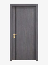 Charcoal Oak Interior Double Door Slabs - Aliyah 2L Inlay Design in Glossy Black epoxy