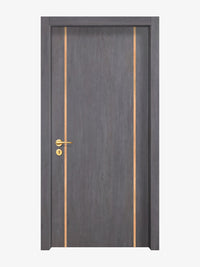 Charcoal Oak Interior Door Slab - Aliyah 2 Inlay Design in Brushed Rose Gold epoxy