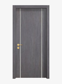 Charcoal Oak Interior Door Slab - Aliyah 2 Inlay Design in Satin Silver epoxy