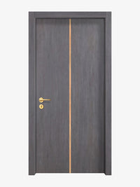 Charcoal Oak Interior Double Door Slabs - Aliyah 1C Inlay Design in Brushed Rose Gold epoxy
