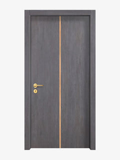 Charcoal Oak Interior Double Door Slabs - Aliyah 1C Inlay Design (I2204)