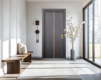 Charcoal Oak Interior Door Slab - Aliyah 1C Inlay Design in Brushed Rose Gold epoxy, detail view