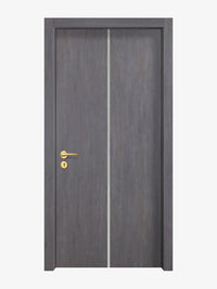 Charcoal Oak Interior Door Slab - Aliyah 1C Inlay Design in Satin Silver epoxy