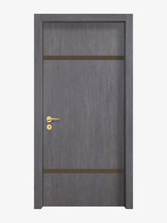 Charcoal Oak Interior Double Door Slabs - Elevar 2W Inlay Design (I5001)