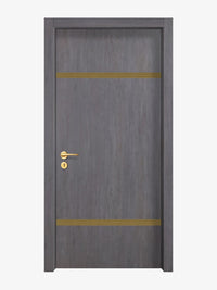 Charcoal Oak Interior Double Door Slabs - Elevar 2W Inlay Design in Gold epoxy